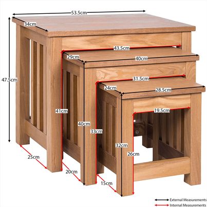 Nest of Tables 2 3 Table Units Wood Living Room Side Lamp Coffee Furniture