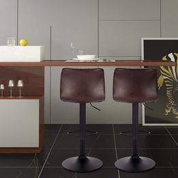 NEW! Set of 2 Bar Stools with Chrome Footrest and Base Swivel Gas Lift FREE SHIPPING