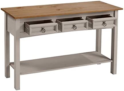 NEW! Console Table Modern Grey Wax 3 Drawer Console Table