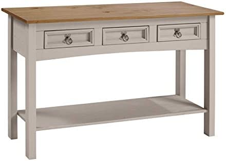 NEW! Console Table Modern Grey Wax 3 Drawer Console Table