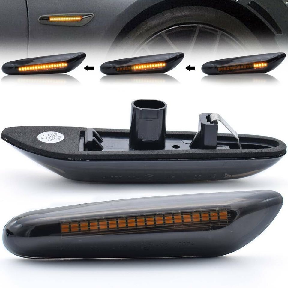 2X For BMW E90 E92 E60 E87 E82 LED Dynamic Smoked Side Indicator Turn Signal