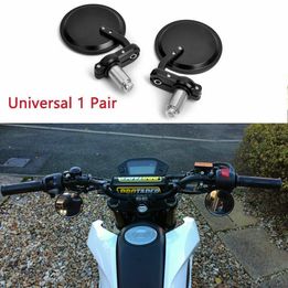 ROUND BLACK UNIVERSAL MOTORCYCLE BIKE 7/8" HANDLE BAR END REARVIEW SIDE MIRRORS