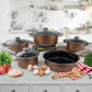 9 Piece Pan Set Gold Cookware Saucepan Non Stick Stainless Steel Cooking Grill FREE SHIPPING