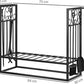 NEW! Steel Firewood Log Holder Indoor Outdoor Firewood Rack Fireplace with 4 Tools Hooks Scrolls