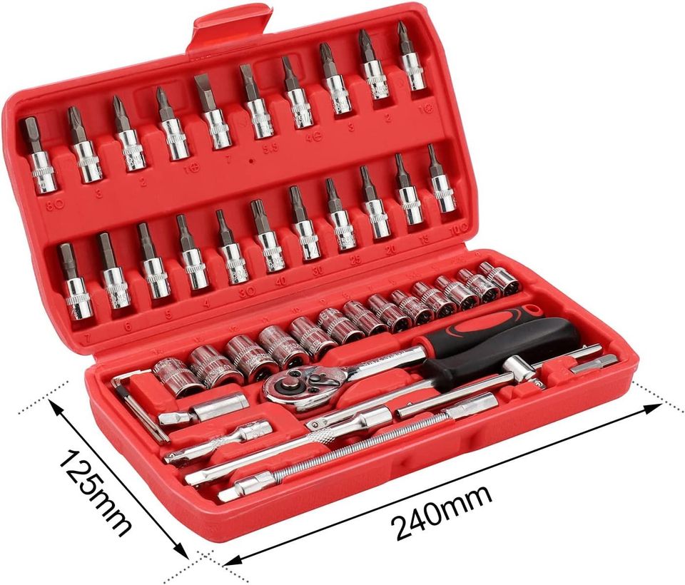 45pc 1/4 Dr Socket Set CRV Steel Torx Star Pozi Phillips Bits + Storage Case