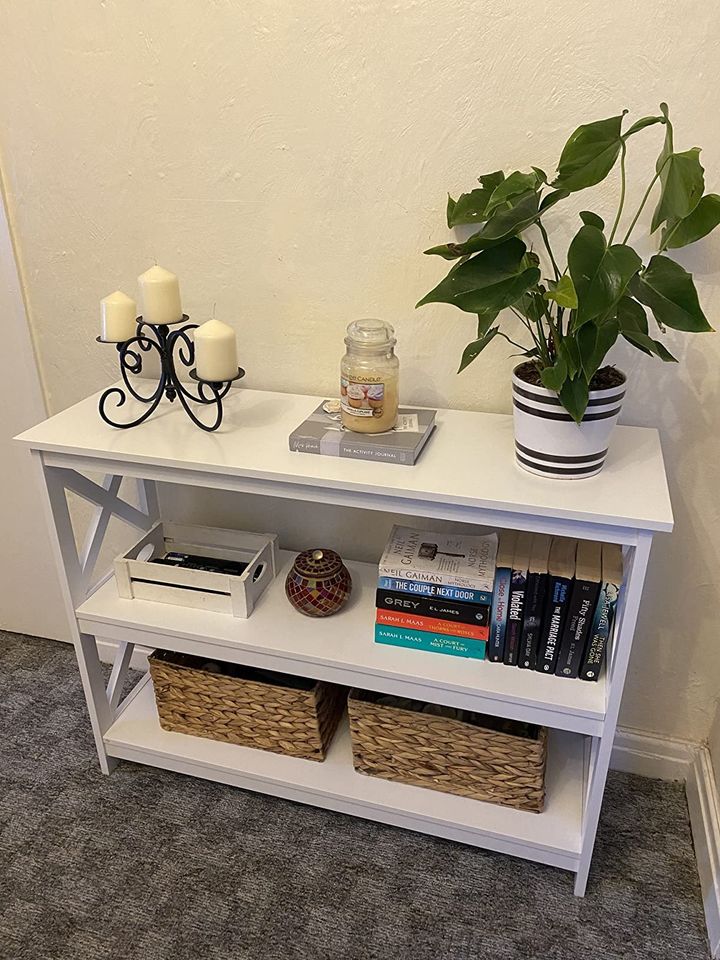 NEW! Console Table 3-Tier Entryway Table Wooden Sofa Table with Storage Shelves White