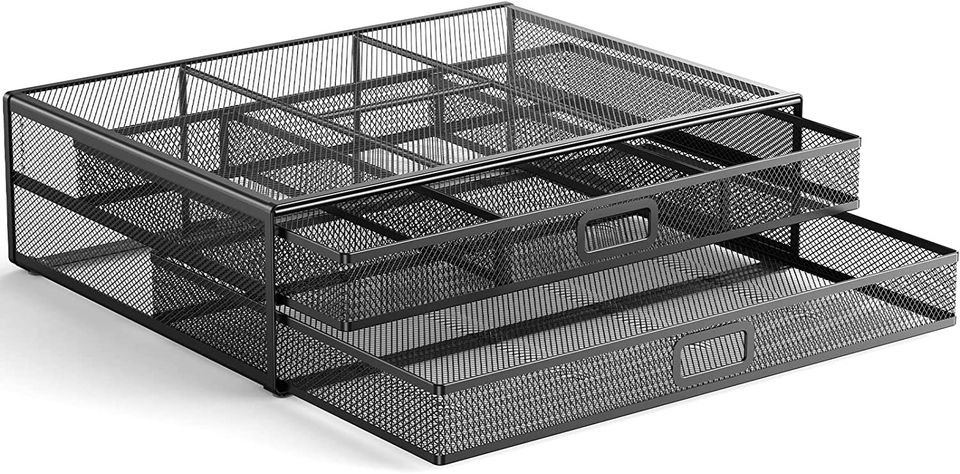 NEW! Monitor Stand with 2 Storage Drawers - Metal Mesh Desk Organizers FREE SHIPPING