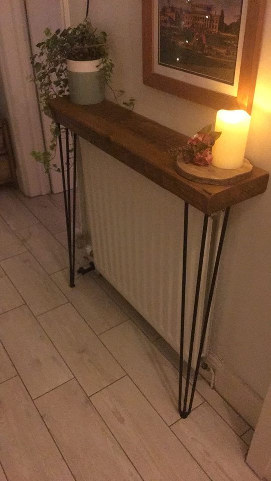 NEW! Rustic Chunky Console Table 20cm deep Handcrafted Home Side Table Wooden Table with Hairpin Legs