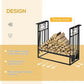 NEW! Steel Firewood Log Holder Indoor Outdoor Firewood Rack Fireplace with 4 Tools Hooks Scrolls