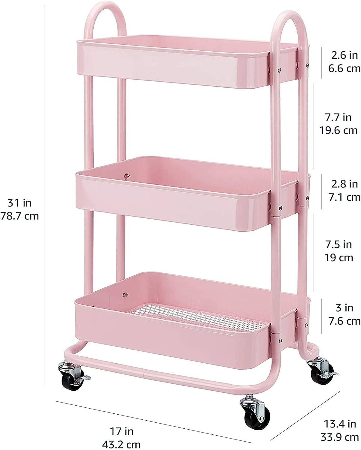 3-Layer Kitchen Trolley with 360 Degree Wheels for indoor and outdoor use