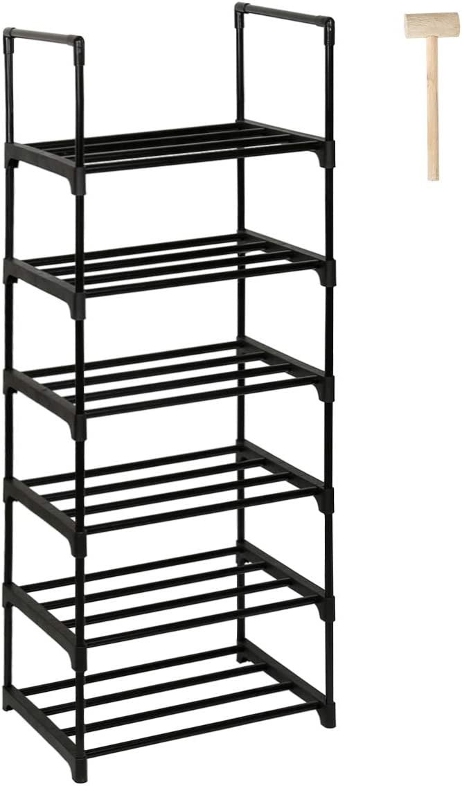 6 Tier Metal Stackable Shoe Storage Racks Organizer Hold up to 12 Pairs of Shoes