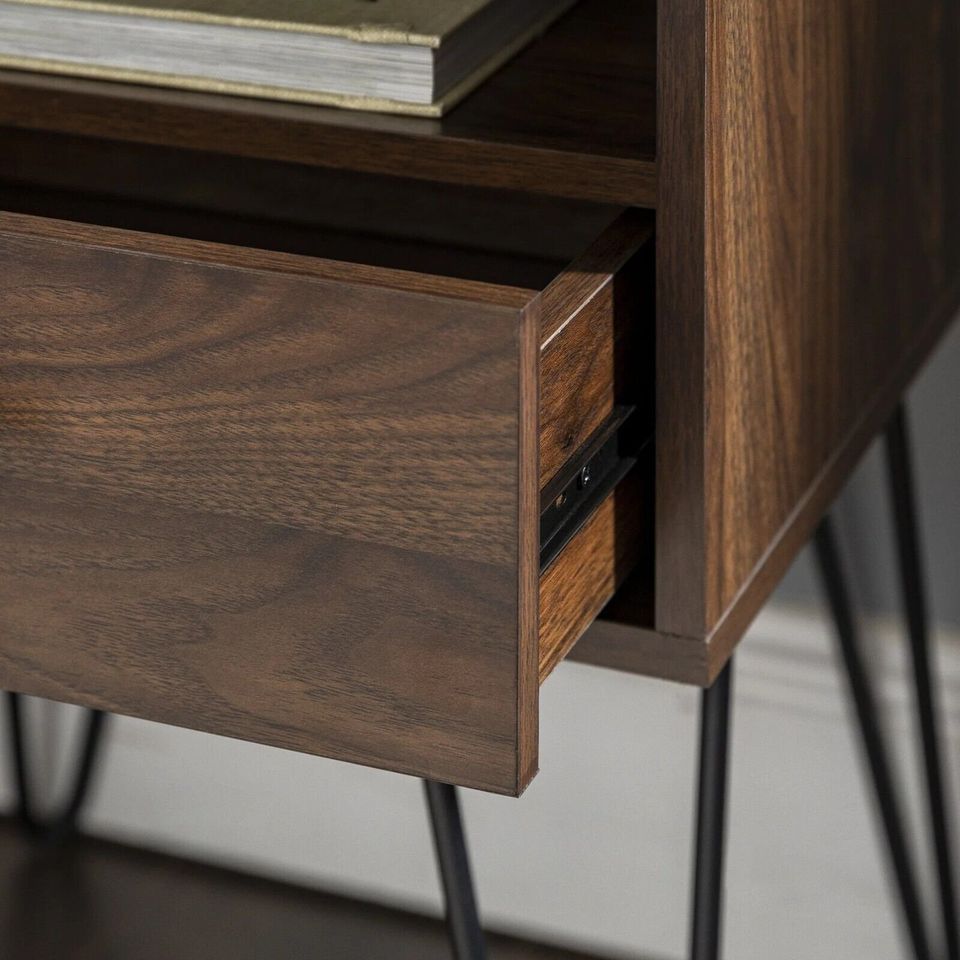 Modern Single Drawer Hairpin Leg Side End Bedside Wood Table FREE SHIPPING