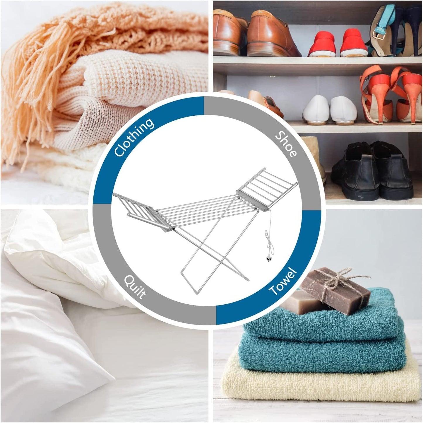 Electric heated folding clothes dryer airier Rack w/ cover, 230w Energy-Efficient 18 rails