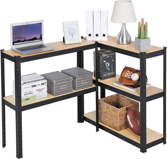 2PCS Heavy Duty 5 Tier Garage Shelving Units Metal Storage Shelves175KG Per Shelf, Black