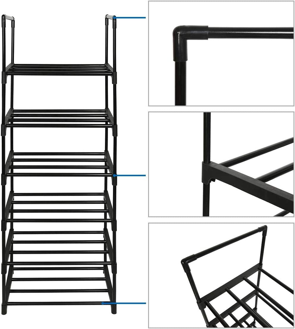 6 Tier Metal Stackable Shoe Storage Racks Organizer Hold up to 12 Pairs of Shoes