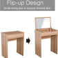 Dressing Table Set Padded Stool Dresser with Flip-up Mirror Multi-purpose