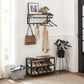 Rack Wall-Mounted with 5 Hook, Hanging Rail, Versatile for Entryway