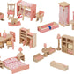 Children Wooden Doll House Furniture Gift Toy Sets