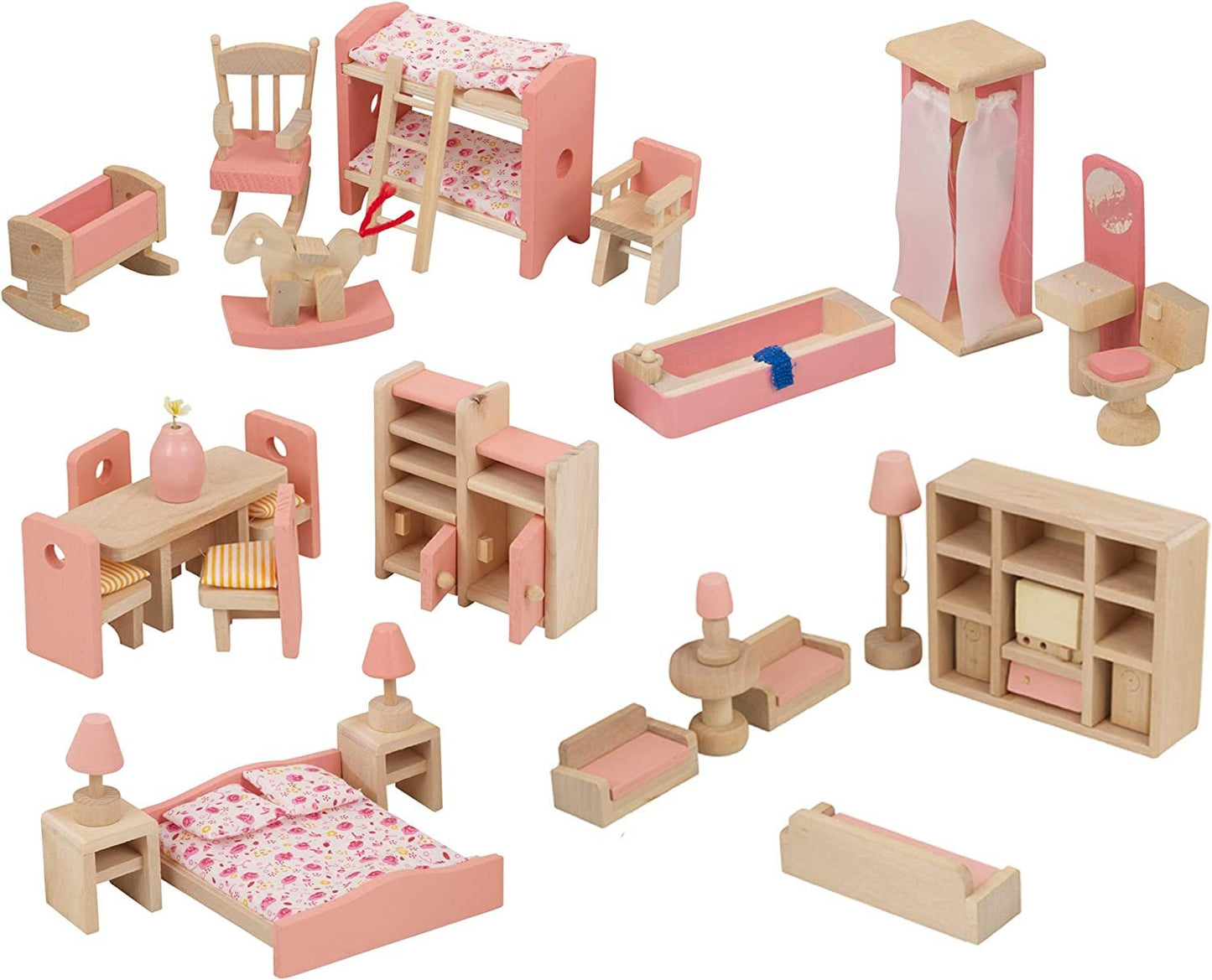 Children Wooden Doll House Furniture Gift Toy Sets