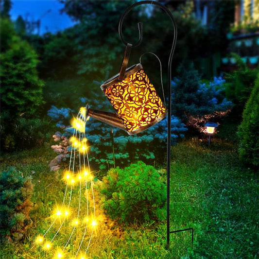 Watering Can Solar Lights Garden Ornaments, Outdoor Waterproof Retro Metal