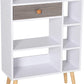 Sideboard Storage Bookcase Freestanding Drawer and 6 Shelves, White