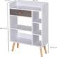 Sideboard Storage Bookcase Freestanding Drawer and 6 Shelves, White