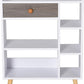 Sideboard Storage Bookcase Freestanding Drawer and 6 Shelves, White