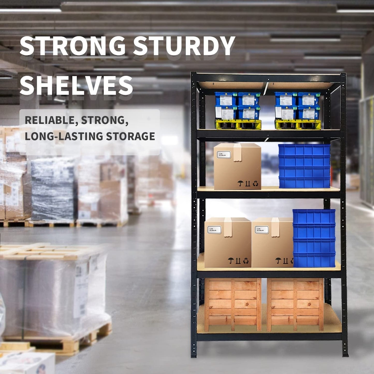5 Tier Garage Shelving Unit Metal Storage Shelves Boltless Heavy Duty
