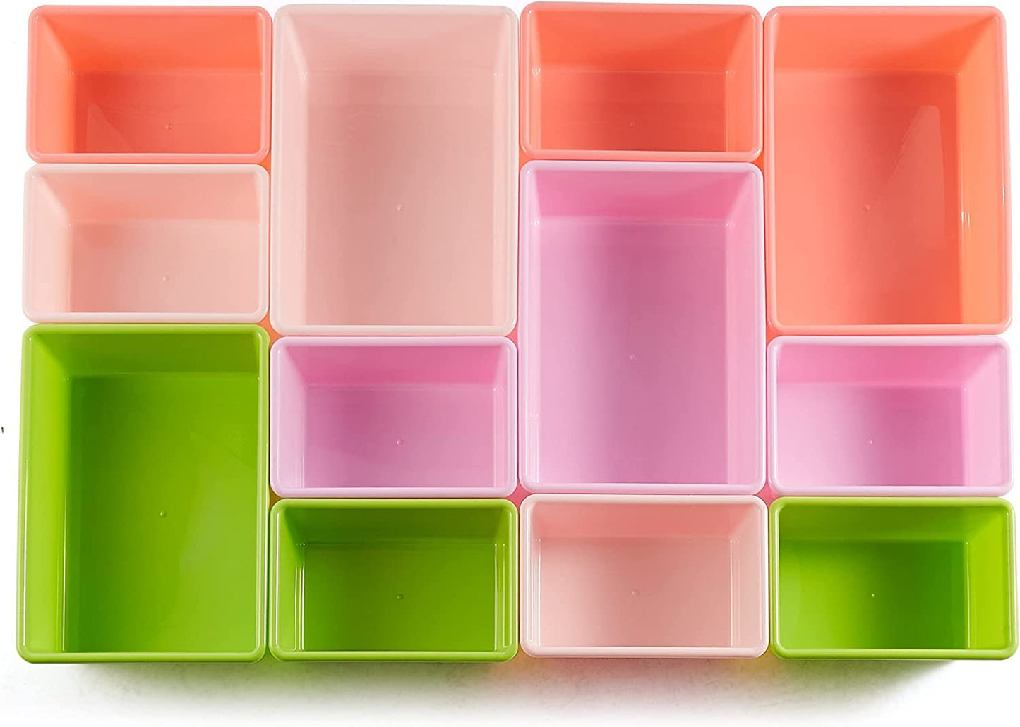 Kids’ Toy Storage Organizer with 12 Plastic Bins - White Wood with Pink Bins