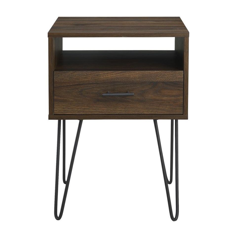 Modern Single Drawer Hairpin Leg Side End Bedside Wood Table FREE SHIPPING