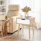 Bedside Table, Wood Nightstand Cabinet with Storage Drawer, Solid Wood Legs