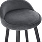 2 Set Bar Stools Dark Grey Velvet Seat Bar Chairs