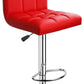 Set of 2 Red Bar Stools, Modena Style Faux Leather, swivel, height adjustable