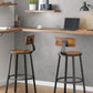 2 Set Bar Stools, Kitchen Stools, Tall Bar Chairs with Backrest, Steel Frame, Rustic Brown
