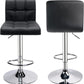 2 Set Bar Stools Adjustable Bar Chairs PU Leather, Black