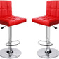 Set of 2 Red Bar Stools, Modena Style Faux Leather, swivel, height adjustable