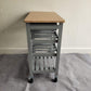 Rolling Kitchen Portable Island Kitchen Trolley with Drawers and Open Shelf, Grey