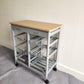 Rolling Kitchen Portable Island Kitchen Trolley with Drawers and Open Shelf, Grey