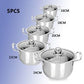 5PC Stainless Steel Cookware Casserole Stockpot Pans Set With Glass Lids Kitchen