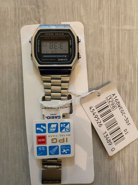 CASIO Retro Classic Unisex Digital Bracelet Watch-A168WA- Silver