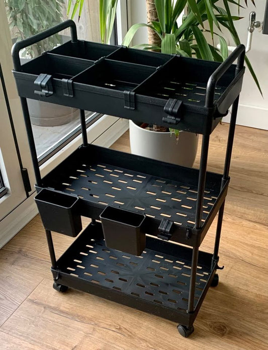 3 Tier Rolling Cart Storage Organizer Utility Rolling Cart with Hooks FREE SHIPPING