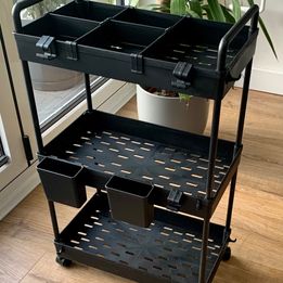 3 Tier Rolling Cart Storage Organizer Utility Rolling Cart with Hooks FREE SHIPPING