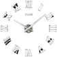 3D DIY Frameless Large Wall Clock Modern Roman Numerals 3D Mirror Sticker