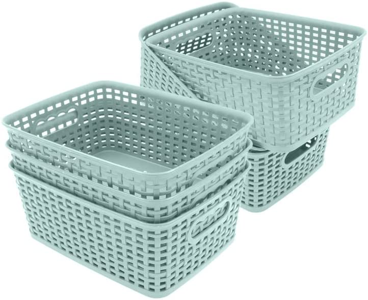 Store 10 Pack Organizing Basket Set, Kitchen Storage in Gray Plastic