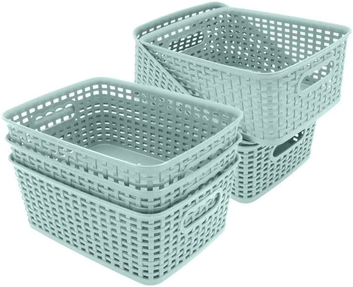 SALE! 6 Pack Plastic Storage Baskets - Small Organizer Boxes for