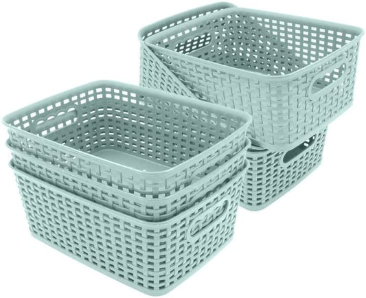 SALE! 6 Pack Plastic Storage Baskets - Small Organizer Boxes for Kitchen Bathroom