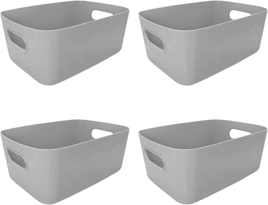 4 Pcs Plastic Storage Basket Cupboard Organizer Grey Storage FREE SHIPPING