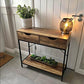2 Drawer Console Table Black Metal Frame & Wooden Drawers and Shelf Furniture