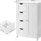 Bathroom Floor Storage Cabinet, Wooden Storage Unit with 4 Drawers, White