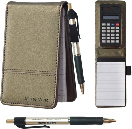 NEW PU Leather Journal Mini Notebook with Pen Calculator Working Notepad FREE SHIPPING